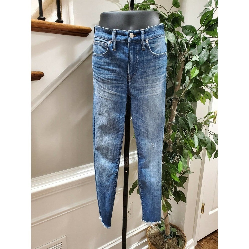 Madewell Women Blue Denim Cotton Skinny Legs High Rise Jeans Casual Pant Size 24